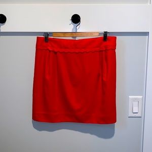 J.Crew Wool Mini Skirt with Scalloped Waist in Holiday Red - NWT